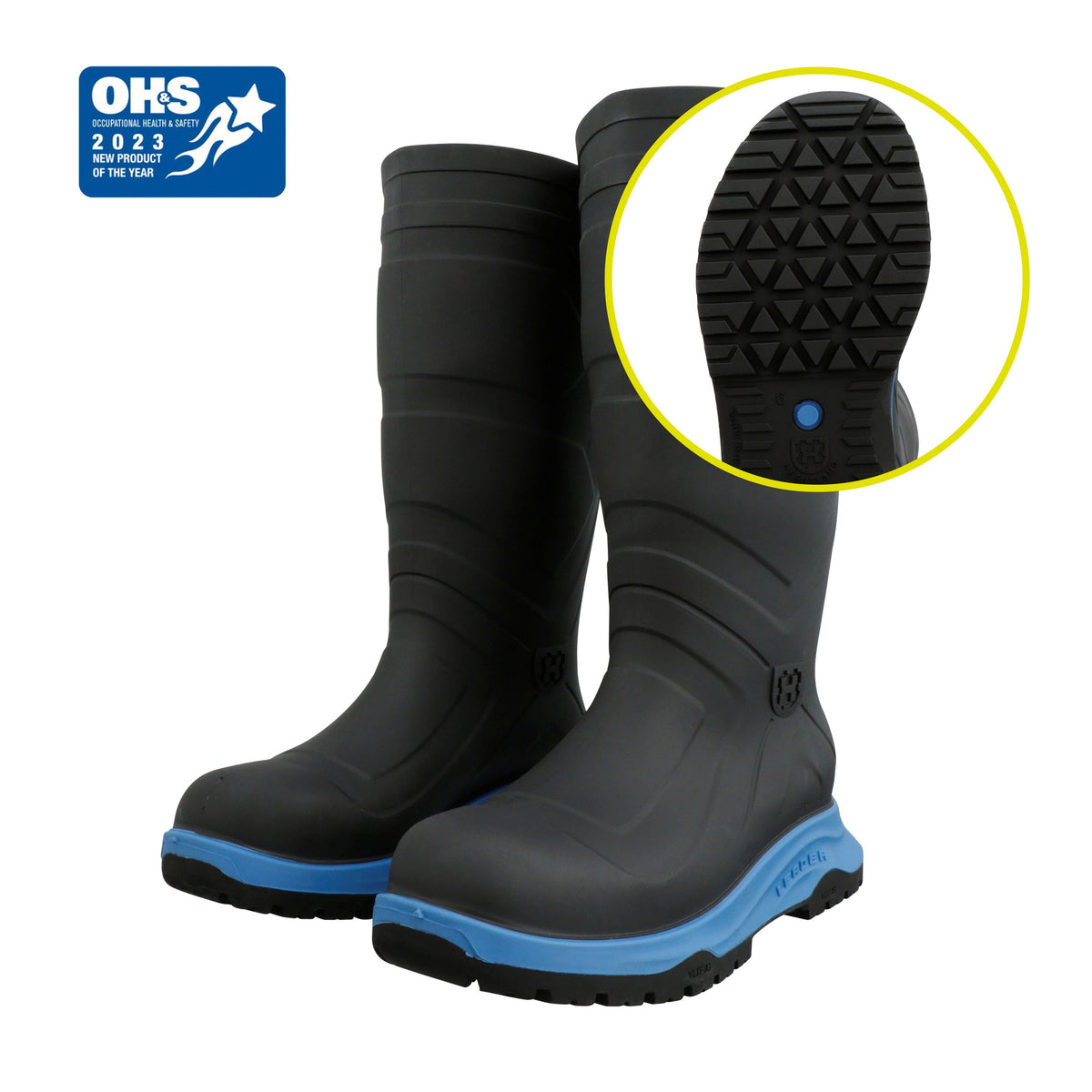 Heartland ENS Leader 16" Plain Toe Boot, Black/Blue