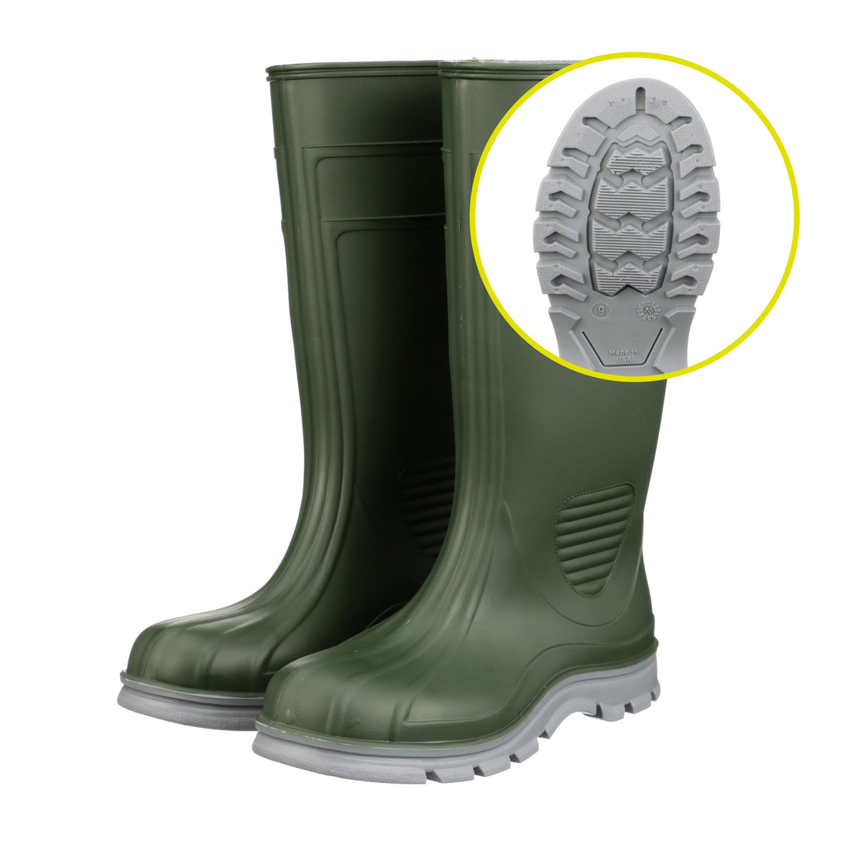 Heartland WorkTuff 15" Green Steel Toe Title 21 Food Grade Polymer Boot, Green/Grey
