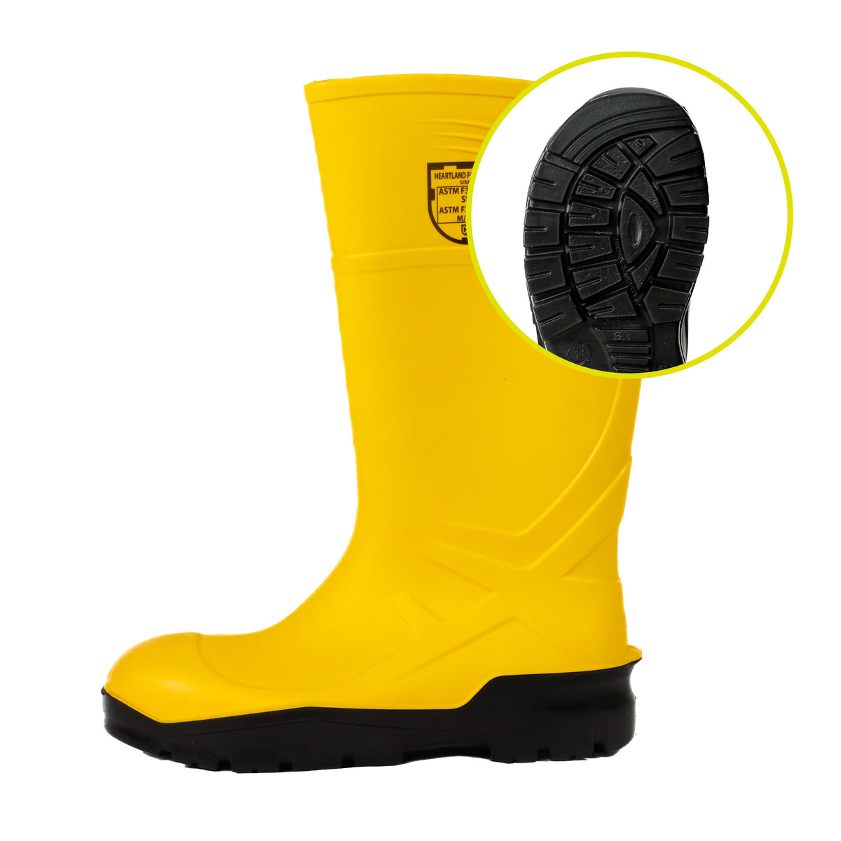 Heartland PolyTuff 16" Steel Toe Polyurethane Boot, Yellow/Black